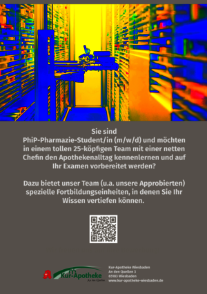 Stellenanzeige Pharmazeut im Praktikum