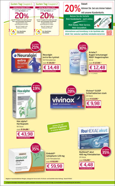 Freiverkäufliche Arzneimittel I Angebote August 2025 I Kur Apotheke Wiesbaden 