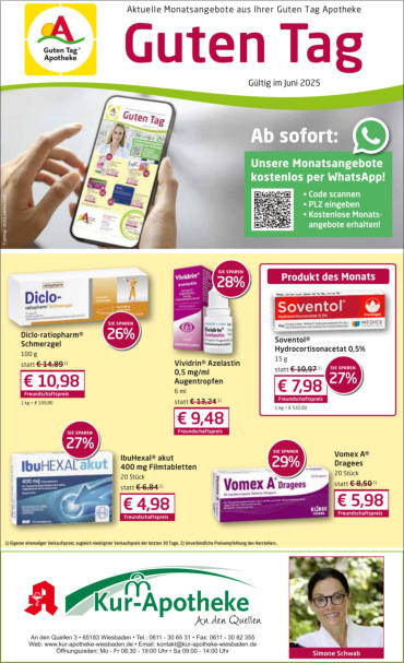 Freiverkäufliche Arzneimittel I Angebote Juni 2025 I Kur Apotheke Wiesbaden 